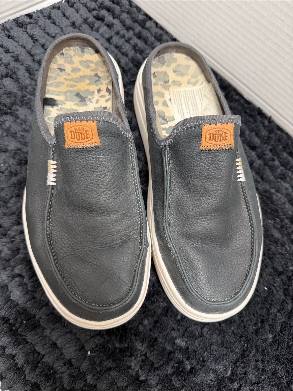 Hey Dude Black Slip-On Mule with Cream Platform - Picture 2 of 5